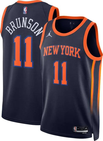JALEN BRUNSON NEW YORK KNICKS NAVY SWINGMAN JERSEY